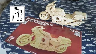 Woodcraft Construction Kit Racing Motorbike P023 H15 L26 W8 [upl. by Nnaeirb476]