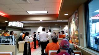 Mariachi plays Son de La Negra inside Whataburger [upl. by Salguod266]