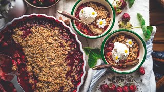 Strawberry Rhubarb Crumble Recipe [upl. by Milka]