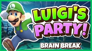 Luigi Brain Break Party  Freeze Dance  Mario  Halloween  Just Dance [upl. by Baldridge169]