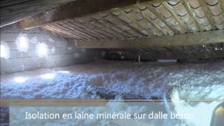 Isolation par soufflage de laine minérale sur dalle beton [upl. by Yenaiv]