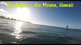 Surfing Big Rights  Ala Moana Beach Park Hawaii [upl. by Urata]