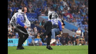 Streaker gets slammed  Titans vs Eels NRL [upl. by Rednav]