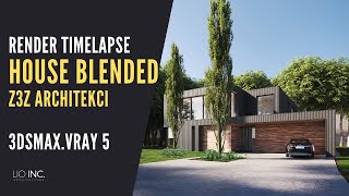 RENDER TIMELAPSE HOUSE BLENDED INTO THE FOREST  REVIT 3DSMAX VRAY 5 Y PHOTOSHOP [upl. by Elac199]