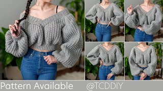 How to Crochet Oversized Sweater  Pattern amp Tutorial DIY [upl. by Ardnasirk]