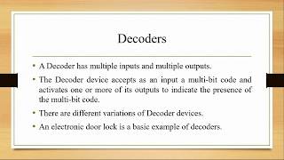 EEE241DLDLecture 19 Decoders in Digital Designs [upl. by Baggott]