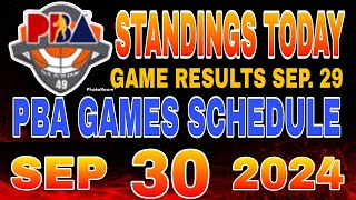 PBA Standings today as of September 29 2024  Pba Game results  Pba schedules September 30 2024 [upl. by Akenna]