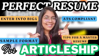 How to make a perfect resume for CA Articleship   Tips along with sample format  RashiRenwal [upl. by Ardnasela119]