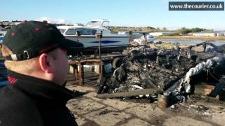 Boat set on fire at Methil Docks [upl. by Schou165]