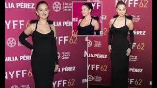 Selena Gomez flaunts shrinking figure in bowclad cocktail dress at NY Film Festival [upl. by Gitel]