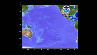 July 6 2011 Kermadec tsunami propagation [upl. by Erdnassak]