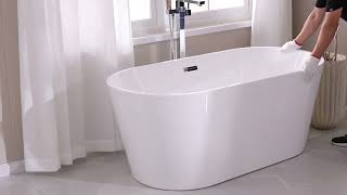 Vanity Art Freestanding White Acrylic Bathtub [upl. by Jacinta]