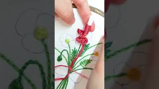 Beautiful flowerrose embroidery very simple crochet lazydaisystitch embroiderypatterns flowers [upl. by Iliak]