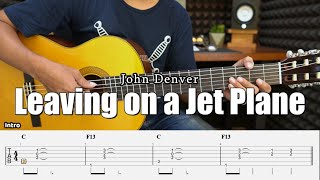 Leaving on a Jet Plane  John Denver  Fingerstyle Guitar Tutorial  TAB amp Lyrics [upl. by Helban]