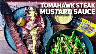 Reverse seared tomahawk steak with mustard sauce [upl. by Tai]