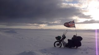 Riding a Honda C90 motorcycle through the Arctic Circle in Winter by Ed March [upl. by Lehcyar]