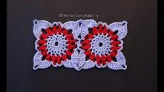 How to Crochet and Join Two Color Square Motifs Pattern 572│by ThePatternFamily [upl. by Dnamron]