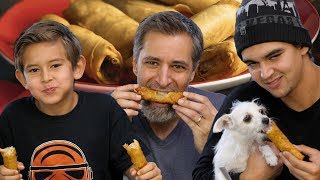 50 Egg Roll Challenge  Josh Darnit Family vs Matt Stonie [upl. by Hospers]