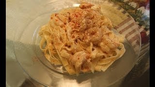 Fettuccine Alfredo With Shrimp Recipe [upl. by Cantu]