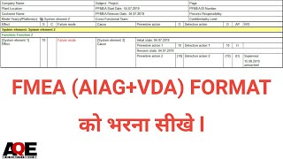 FMEA AIAGVDA Format ko kese bhare I FMEA AIAGVDA Format को कैसे भरे I FMEA [upl. by Nnyliram222]