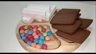 A new unpacking of food on a plate🍭🍬 ASMRdelicious pastille [upl. by Miof Mela]