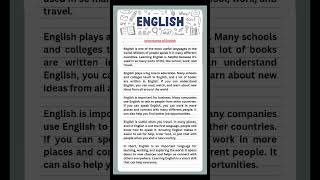 Essay on quotImportance of English quot in EnglishParagraph of Importance of English learnenglish [upl. by Ane887]