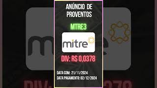 Anúncio de Proventos  MTRE3  MITRE REALTY EMPREENDIMENTOS [upl. by Woermer621]