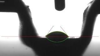 Contact angle goniometer for measuring piston ring  an example of curve base line [upl. by Emmi846]