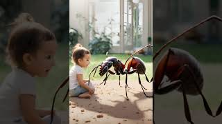 A small child in the face of a giant ant a meeting between courage and amazement [upl. by Ardnasxela]