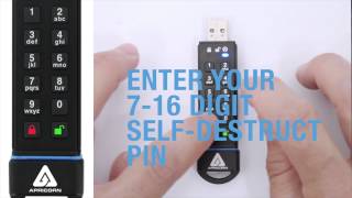 Aegis Secure Key 30 Tutorial 7 SETTING THE SELF DESTRUCT PIN [upl. by Wootan]