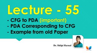 CFG to PDA Conversion  PDA Corresponding to CFG  Example from old Paper  Lecture55 [upl. by Verine]