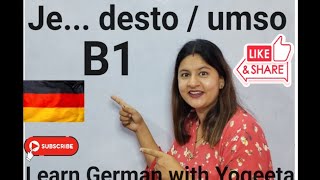 Lektion 22  Je destoumso learngermanwithyogeeta german germanlanguage vocabulary exam [upl. by Cazzie]