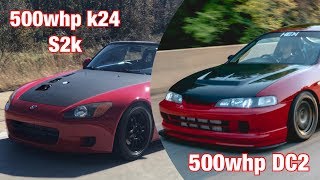 500whp K24 S2000 VS 500whp k24 Acura Integra [upl. by Naynek]