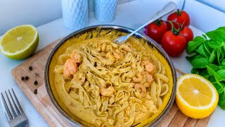 RECETTE DE PÂTES À LA CRÈME ET CREVETTE  FACILE ET DÉLICIEUX  🍤🍝 [upl. by Susana21]