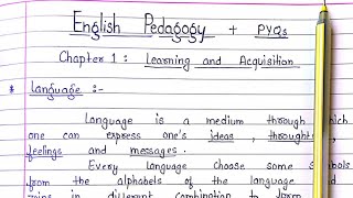 Learning and acquisition  English Pedagogy  Previous year  Chapter 1 [upl. by Sofie256]