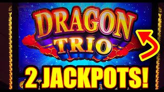 🔥🔥🔥HOT HOT HOT 2 JACKPOT HANDPAYS on Dragon Trio [upl. by Retxab27]