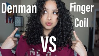 DENMAN BRUSH VS FINGER COILING CURLS [upl. by Derriey923]