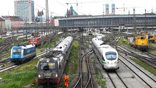 München Hbf🚅Bahnverkehr ohne Pause m WestBahn ICE IC1 ALEXZügen EC aus versch Perspektiven [upl. by Guild]