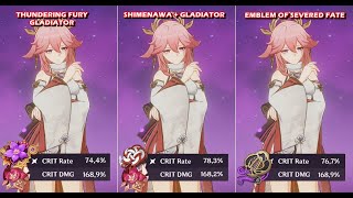 Yae Miko  Thundering Fury  Gladiator vs Shimenawa  Gladiator vs Emblem of Severed Fate [upl. by Ninos]