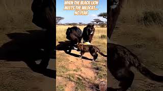 When the Black Lion Meets the Wildcat No Fear  lion lionattack blacklion animals wildlife [upl. by Choo]