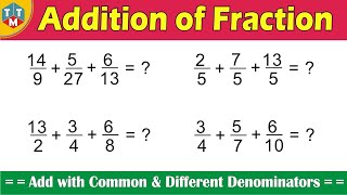 Addition of Fraction by LCM method  Adding Fractions with Common and Different Denominators [upl. by Conte412]