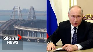 Crimea bridge attack Putin says Russia will respond to quotterrorist actquot in Kerch Strait [upl. by Notrab]