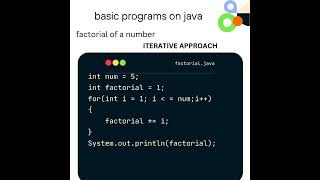 factorial of number in java ITERATIVE nd RECURSIVE [upl. by Enidualc]