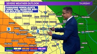 UPDATE Severe storms coming through DFW again on Thursday [upl. by Ellersick]