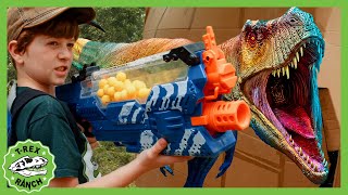 Dinosaur Box Fort Challenge amp Escape  TRex Ranch Dinosaur Videos for Kids [upl. by Kenna544]