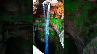 Hidden world 🌍worldhistory lebanon waterfall qadisha valley baatara gorge [upl. by Colene]