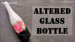 Glass bottle Decoupage art with Napkin I 1 Easy Decoupage tutorial ideas I DIY ideas [upl. by Atteniuq]