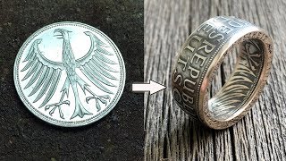 Old Coin Turned into an Amazing Ring How Its Made  Münzring Silber Deutsche Münze 5 Mark [upl. by Asilav]