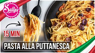 Nudel Gericht  Pasta alla Puttanesca  schnelles Mittagessen  Sallys Welt WirBleibenZuhause [upl. by Nimar]