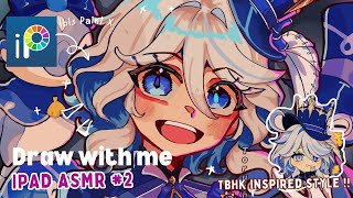 draw with me🎨 furina💙🩵┊IPAD ASMR 2┊Full Art Process sketching coloring shading┊Ibis Paint X [upl. by Atte]